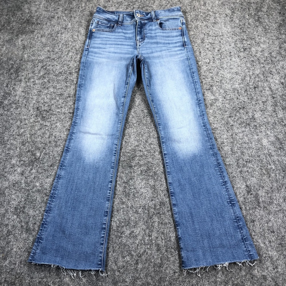 American Eagle Kick Boot Jeans Womens 0 Short Medium Wash Mid Rise Stretch Denim